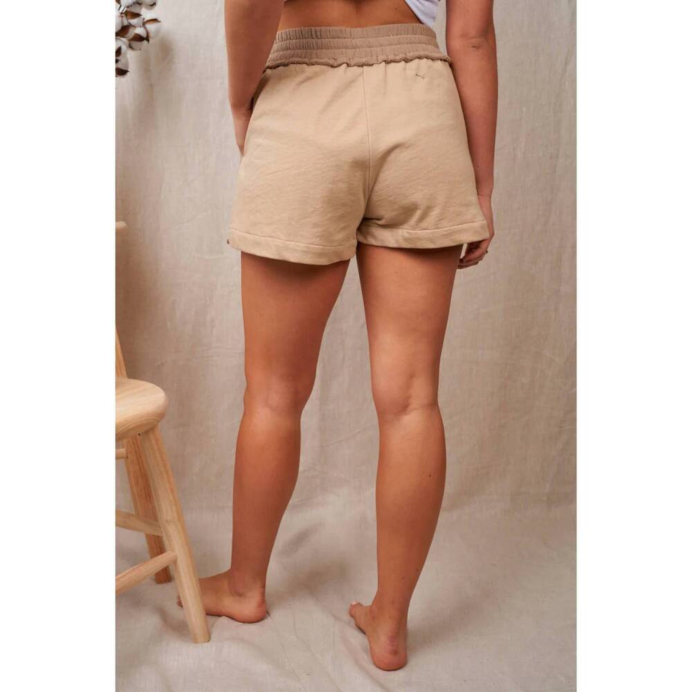 NEW WHITE BIRCH mixed media woven shorts in brown - Picture 2 of 4